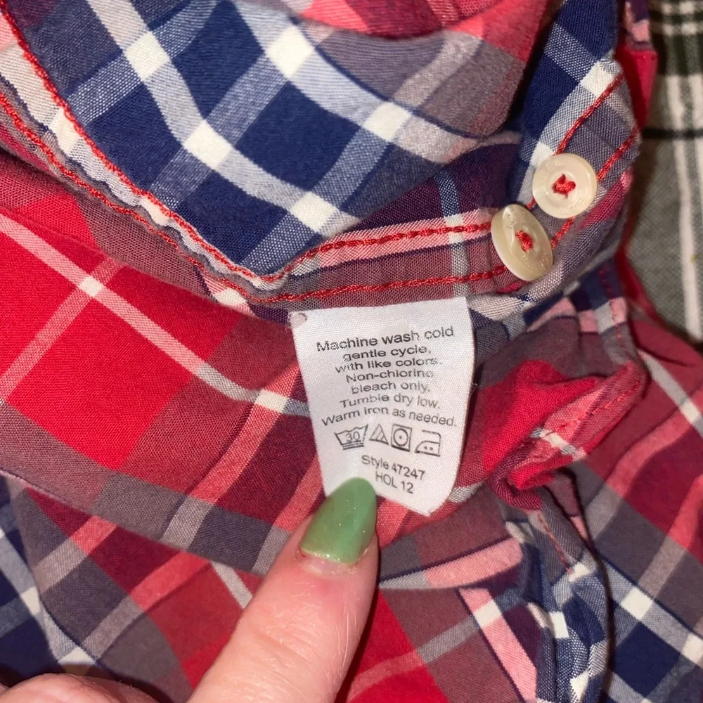 J.Crew Men’s Chapman Washed Tartan Plaid Button-Down Shirt | Red Blue Cotton XL